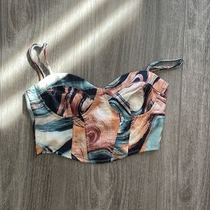 Kendall & Kylie Stain Marble Corset Top